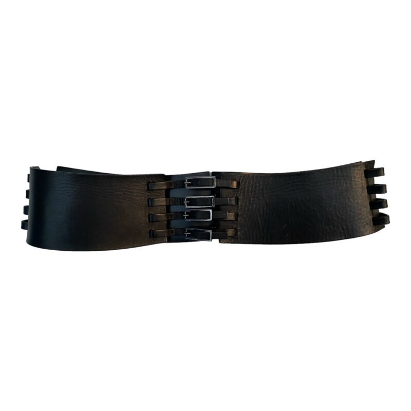 Amanda Black Leather Belt Front