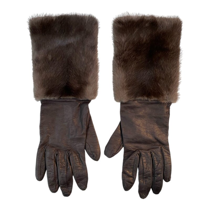 Brown Leather & Fur Gloves