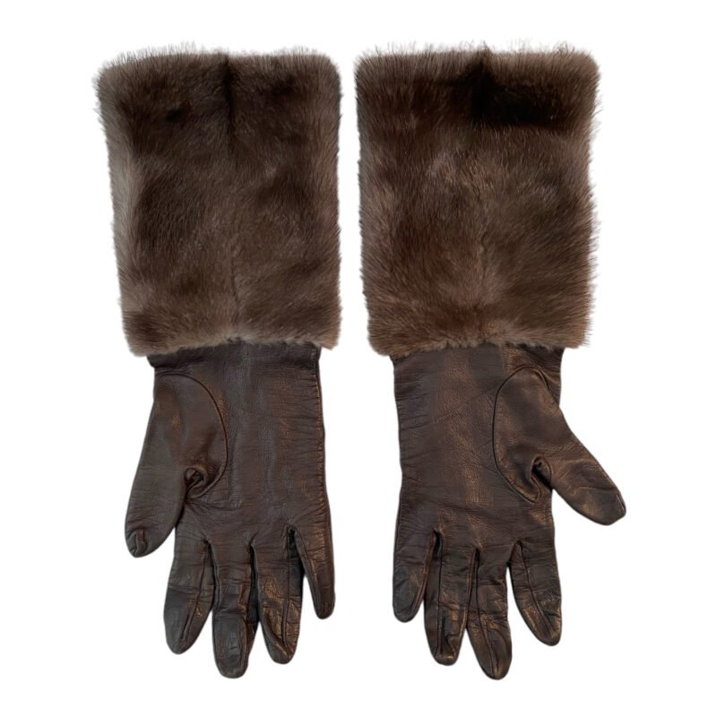 Brown Leather & Fur Glove Palms